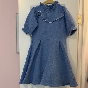 Janie and Jack Textured Blue Dress with Ruffles